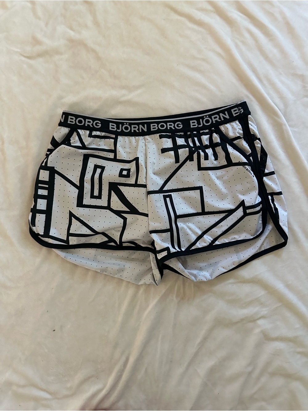 Bjorn Borg Black & White Graphic Athletic Shorts